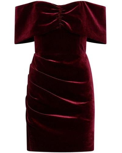 Nicholas Maria Draped Velvet Minidress - Red
