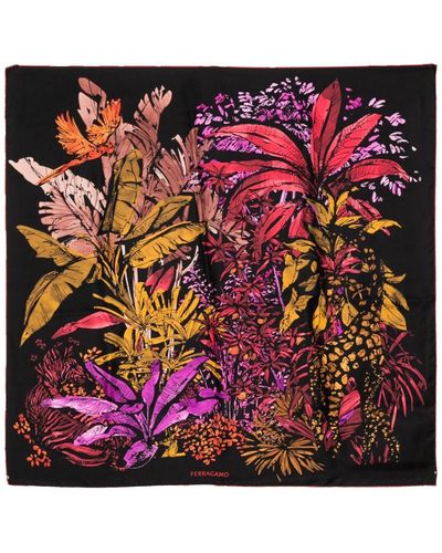 Ferragamo Schal mit Dschungel-Print - Lila
