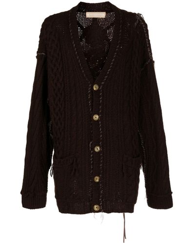 MASTERMIND WORLD Cable-knit Skull Cashmere Cardigan - Black