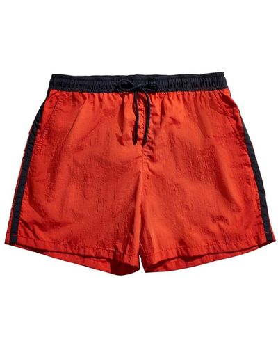 Fay Side-stripe Swim Shorts - Red