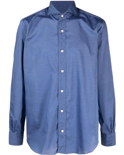 Mazzarelli Katoenen Overhemd - Blauw