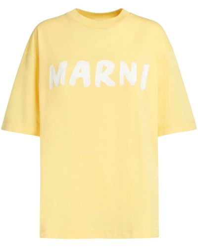 Marni T-shirt Met Logoprint - Geel