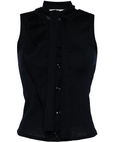 Lemaire Sleeveless Wool-Blend Shirt - Black