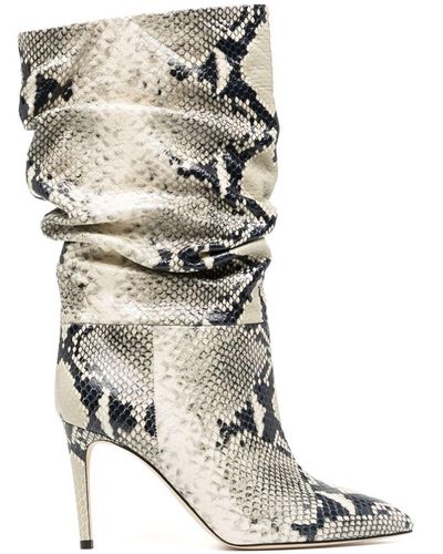Paris Texas Python-print Slouchy Boots - White