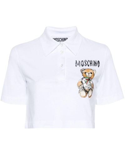Moschino テディベア クロップド ポロシャツ - ホワイト
