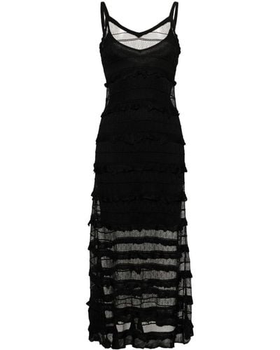 Sandro V-neck Lace Maxi Dress - Black