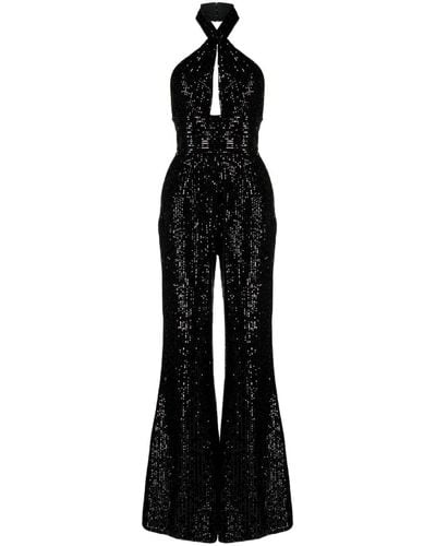Elie Saab Sequin-embellished Halterneck Jumpsuit - Black