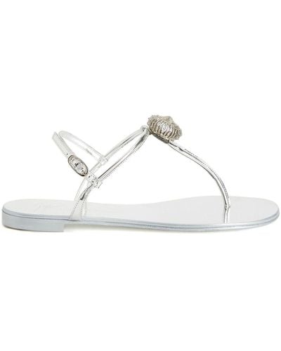 Giuseppe Zanotti Emmylou Flat Leather Sandals - White