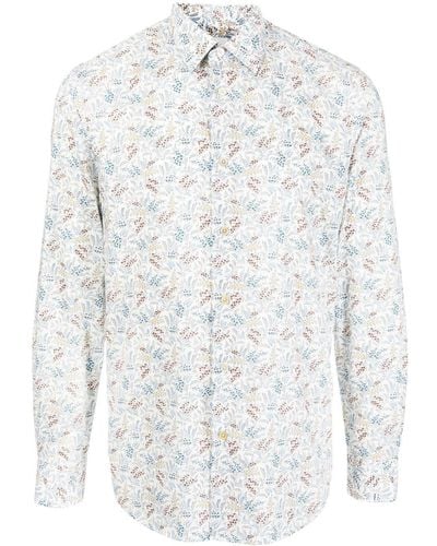 Paul Smith Overhemd Met Bloemenprint - Wit