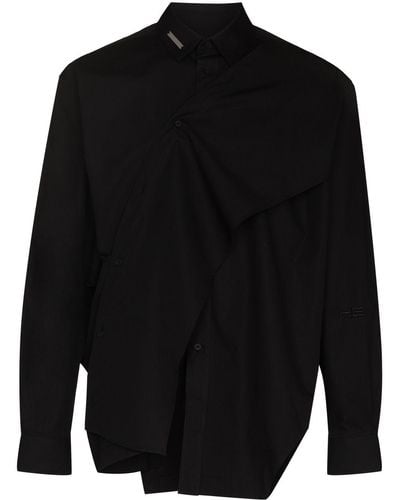 HELIOT EMIL Asymmetrisch Overhemd - Zwart