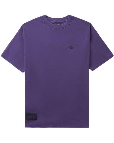 Izzue Slogan-embroidered Cotton T-shirt - Purple