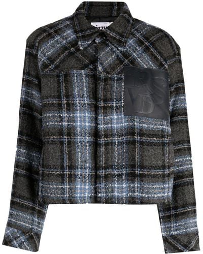 Izzue Plaid-check Pattern Shirt Jacket - Black