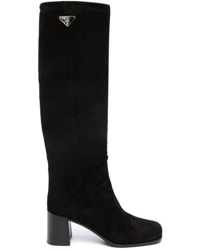 Prada Suede Knee-Length Boots - Black