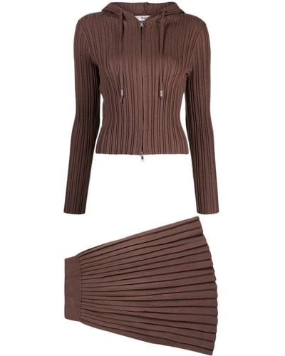 B+ AB Pleated Skirt Set - Brown