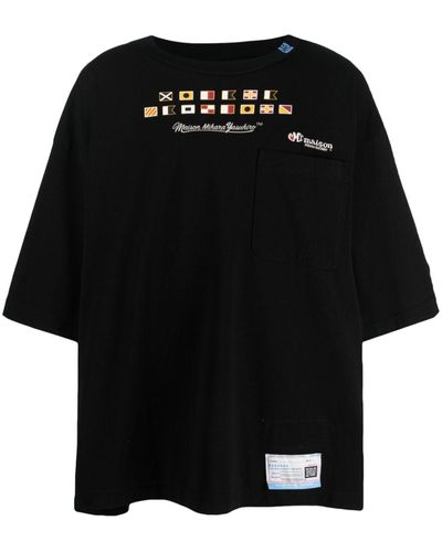 Maison Mihara Yasuhiro Camiseta con logo bordado - Negro