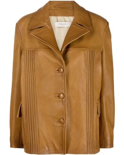 Golden Goose Button-fastening Leather Jacket - Brown