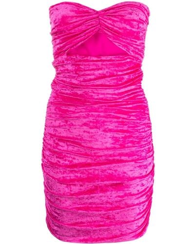 Amen Ruched Cut-out Strapless Minidress - Pink