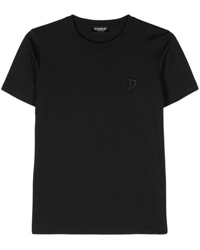 Dondup T-shirt en coton à logo brodé - Noir