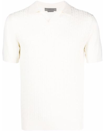 Corneliani Ribbed Polo Shirt - White