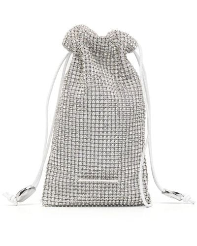 STUDIO AMELIA Pebble Crystal-embellished Pouch Crossbody Bag - White