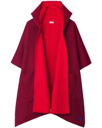 Burberry Ekd Cashmere Hooded Cape - Red