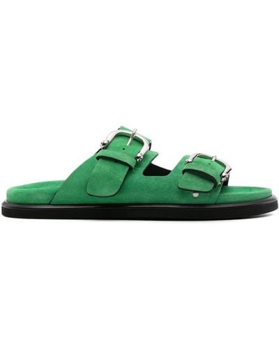 P.A.R.O.S.H. Double-buckle Suede Slides - Green