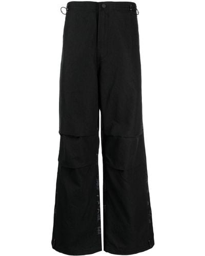 Maharishi Elasticated-waist Straight-leg Trousers - Black