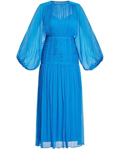 Shona Joy Maya Ruched Midi Dress - Blue