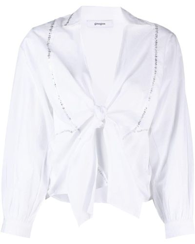 GIMAGUAS Sequin-embellished Tied Shirt - White