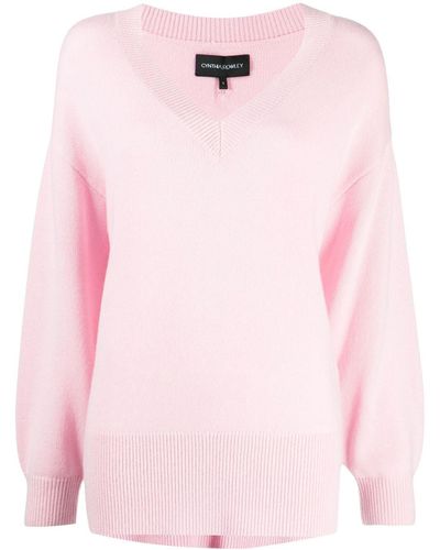 Cynthia Rowley V-neck Ribbed-trim Sweater - Pink