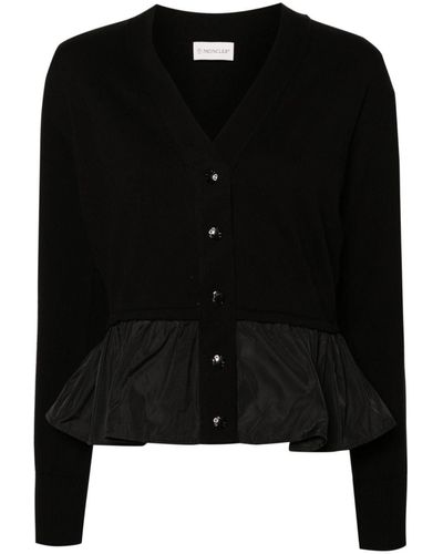 Moncler V-neck peplum cardigan - Schwarz