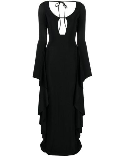 GIUSEPPE DI MORABITO Draped Long-sleeve Maxi Dress - Black