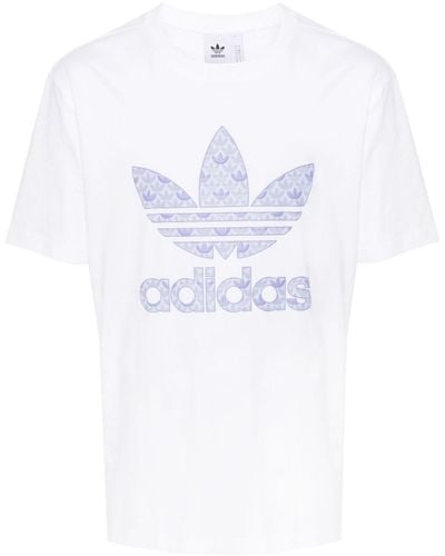 adidas T-Shirt mit Trefoil-Print - Weiß