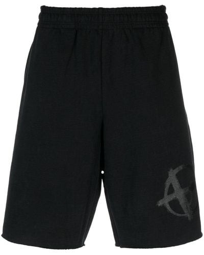Vetements Reverse Anarchy Cotton Track Shorts - Black
