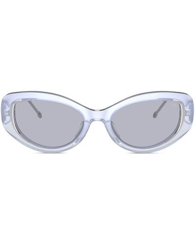 DIESEL Cat-Eye-Sonnenbrille mit Logo-Schild - Blau