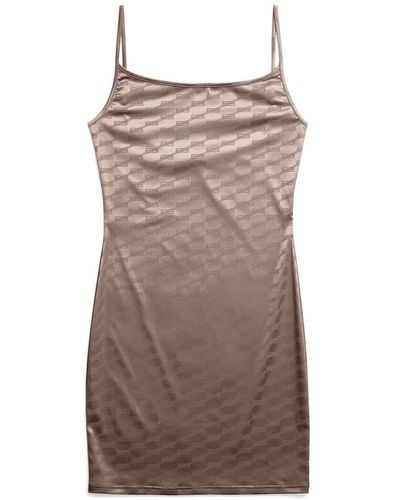 Balenciaga Slip dress con logo estampado - Marrón
