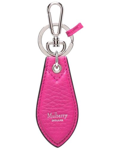 Mulberry Logo-embossed Teardrop Keyring - Pink