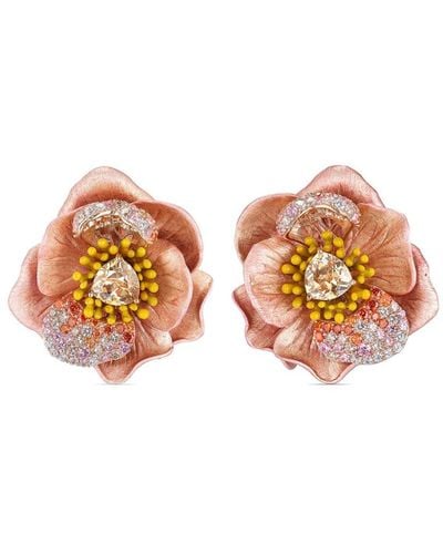 Anabela Chan 18kt Yellow Gold Vermeil Bloom Sapphire And Diamond Earrings - Pink