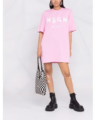 MSGM ロゴ Tシャツワンピース - ピンク