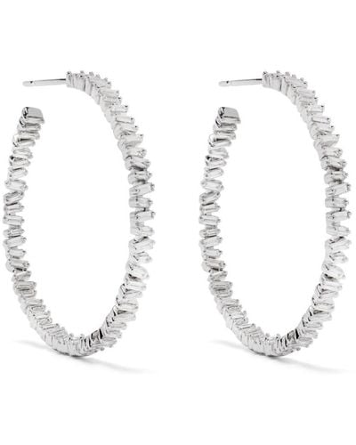 Suzanne Kalan 18kt Gold Fireworks Diamond Hoop Earrings - White
