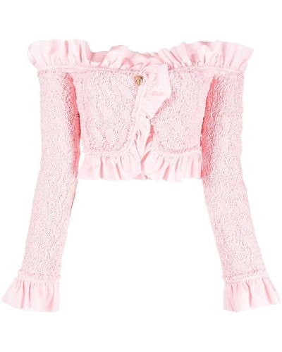 Alexander Wang Haut crop à volants - Rose