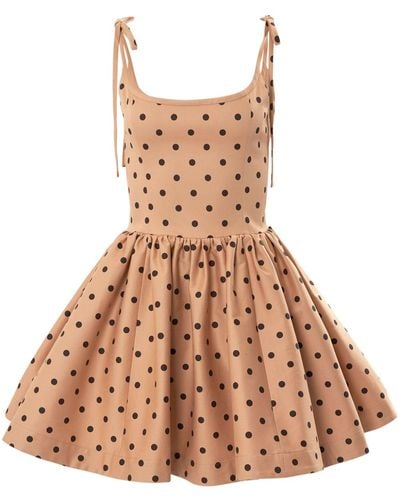 Carolina Herrera Schleifenträger-Minikleid mit Polka Dots - Braun