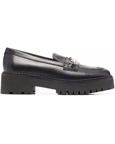 Tommy Hilfiger Chain Chunky Leather Loafers - Black