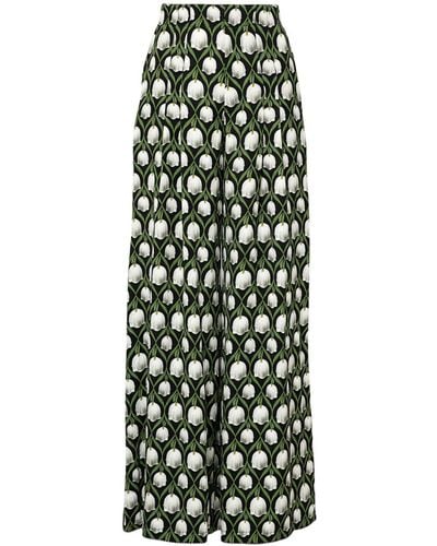 Agua Bendita Piñon Perla Floral-print Trousers - Green