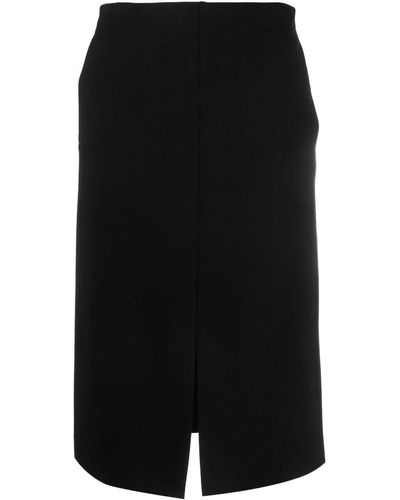 Karl Lagerfeld Logo-embroidered High-waisted Midi Skirt - Black