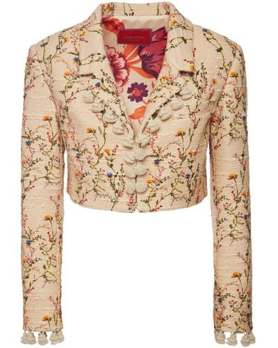 La DoubleJ Torero Embroidered Cropped Jacket - Natural