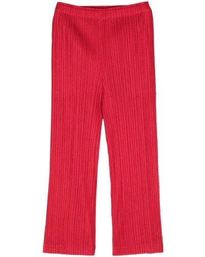 Pleats Please Issey Miyake Pantalon plissé Thicker à coupe droite - Rouge
