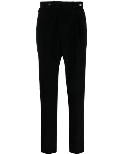 Tagliatore Corduroy Straight-leg Cotton Pants - Black