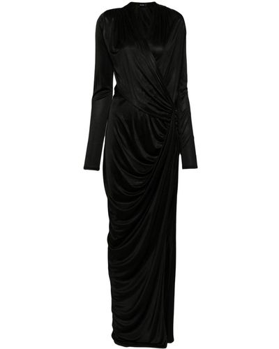 Atlein Gathered Wrap Gown - Black