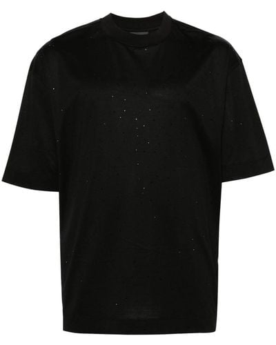Emporio Armani Rhinestone-embellished Jersey T-shirt - Black